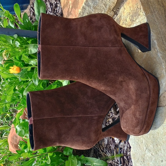 Jeffrey Campbell Shoes - Jeffrey Campbell Humanity Zip Platform Brown Suede Boots Women's Size 8.5